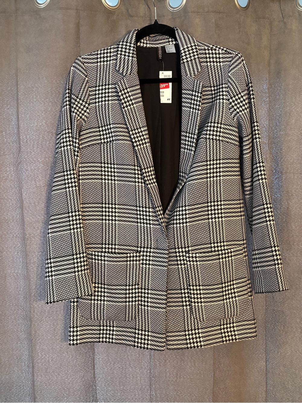H&M Black & White Glen Plaid Women's Blazer